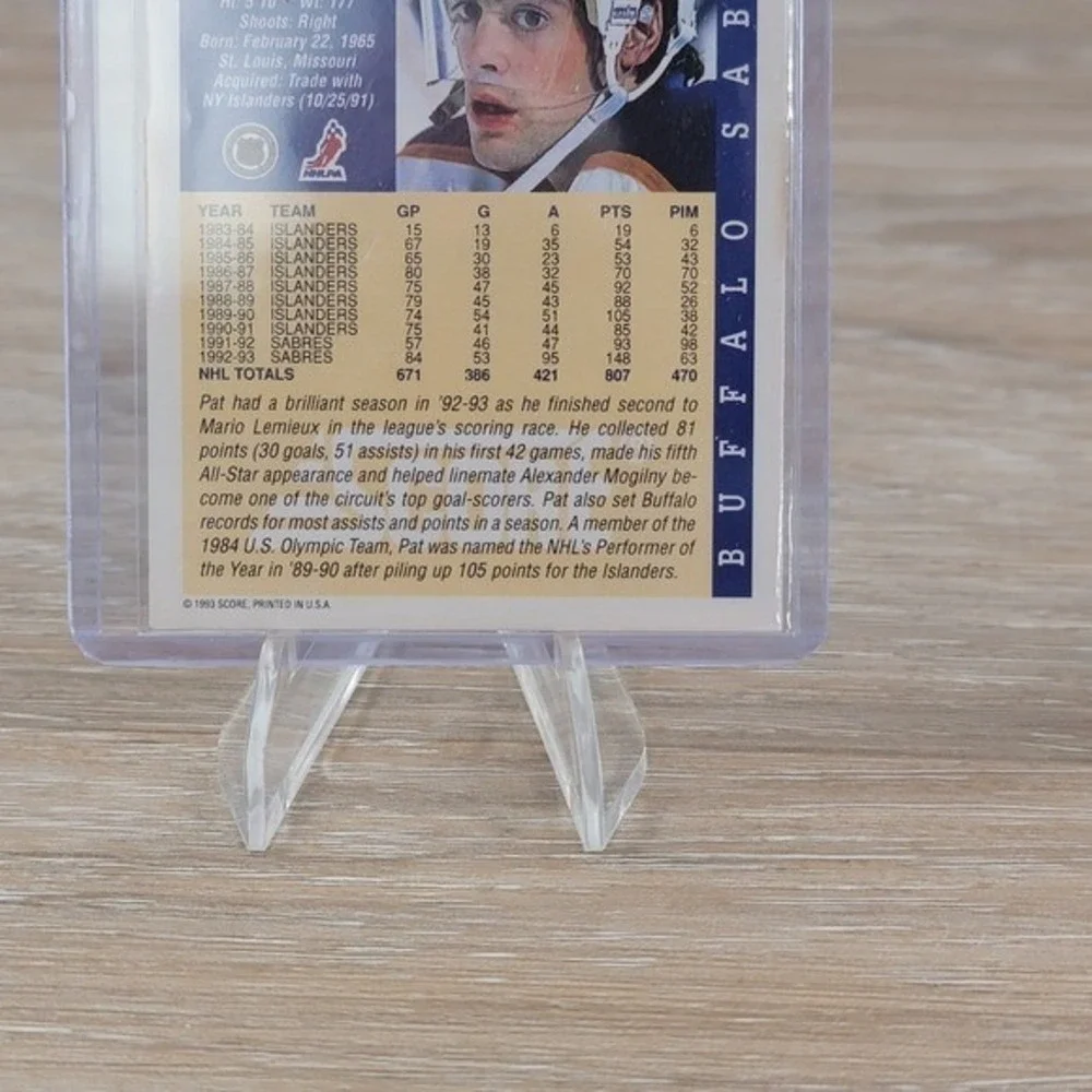 1993 Score Pat Lafontaine Buffalo Sabres Autographed Hockey Card 345